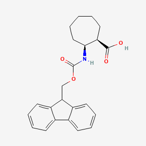 molecular formula C23H25NO4 B566736 (1R,2S)-2-({[(9H-fluoren-9-yl)methoxy]carbonyl}amino)cycloheptane-1-carboxylic acid CAS No. 1212250-46-8
