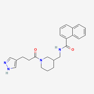 molecular formula C23H26N4O2 B5667414 N-({1-[3-(1H-pyrazol-4-yl)propanoyl]-3-piperidinyl}methyl)-1-naphthamide 