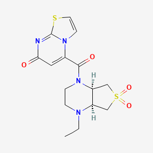 molecular formula C15H18N4O4S2 B5667449 5-{[(4aS*,7aR*)-4-ethyl-6,6-dioxidohexahydrothieno[3,4-b]pyrazin-1(2H)-yl]carbonyl}-7H-[1,3]thiazolo[3,2-a]pyrimidin-7-one 