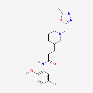 molecular formula C19H25ClN4O3 B5667464 N-(5-chloro-2-methoxyphenyl)-3-{1-[(5-methyl-1,3,4-oxadiazol-2-yl)methyl]piperidin-3-yl}propanamide 