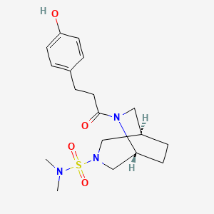 molecular formula C18H27N3O4S B5667474 (1R*,5R*)-6-[3-(4-hydroxyphenyl)propanoyl]-N,N-dimethyl-3,6-diazabicyclo[3.2.2]nonane-3-sulfonamide 