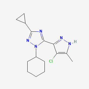 molecular formula C15H20ClN5 B5667488 5-(4-chloro-3-methyl-1H-pyrazol-5-yl)-1-cyclohexyl-3-cyclopropyl-1H-1,2,4-triazole 
