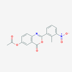 2-(2-methyl-3-nitrophenyl)-4-oxo-4H-3,1-benzoxazin-6-yl acetate