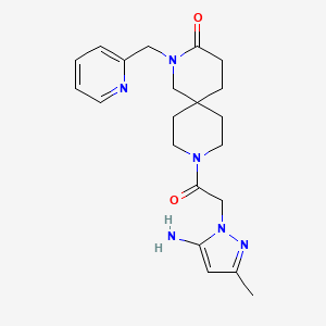 molecular formula C21H28N6O2 B5667520 9-[(5-amino-3-methyl-1H-pyrazol-1-yl)acetyl]-2-(pyridin-2-ylmethyl)-2,9-diazaspiro[5.5]undecan-3-one 