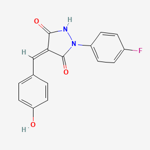 molecular formula C16H11FN2O3 B5667542 1-(4-fluorophenyl)-4-(4-hydroxybenzylidene)-3,5-pyrazolidinedione 