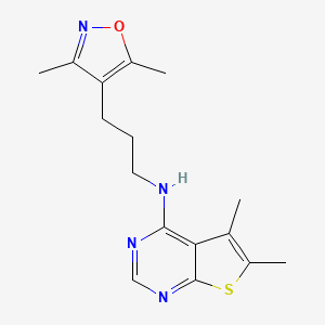 molecular formula C16H20N4OS B5667580 N-[3-(3,5-dimethylisoxazol-4-yl)propyl]-5,6-dimethylthieno[2,3-d]pyrimidin-4-amine 