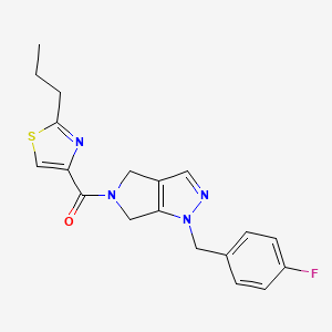 molecular formula C19H19FN4OS B5667617 1-(4-fluorobenzyl)-5-[(2-propyl-1,3-thiazol-4-yl)carbonyl]-1,4,5,6-tetrahydropyrrolo[3,4-c]pyrazole 