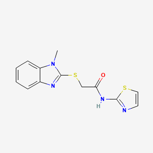 molecular formula C13H12N4OS2 B5667716 2-[(1-methyl-1H-benzimidazol-2-yl)thio]-N-1,3-thiazol-2-ylacetamide 