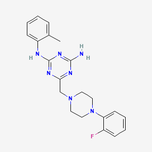 molecular formula C21H24FN7 B5667733 6-{[4-(2-fluorophenyl)-1-piperazinyl]methyl}-N-(2-methylphenyl)-1,3,5-triazine-2,4-diamine 