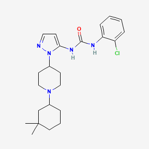 molecular formula C23H32ClN5O B5667747 N-(2-chlorophenyl)-N'-{1-[1-(3,3-dimethylcyclohexyl)-4-piperidinyl]-1H-pyrazol-5-yl}urea 