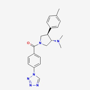 molecular formula C21H24N6O B5667806 (3S*,4R*)-N,N-dimethyl-4-(4-methylphenyl)-1-[4-(1H-tetrazol-1-yl)benzoyl]pyrrolidin-3-amine 