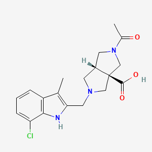 molecular formula C19H22ClN3O3 B5667821 (3aR*,6aR*)-2-acetyl-5-[(7-chloro-3-methyl-1H-indol-2-yl)methyl]hexahydropyrrolo[3,4-c]pyrrole-3a(1H)-carboxylic acid 