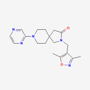 molecular formula C18H23N5O2 B5667847 2-[(3,5-dimethylisoxazol-4-yl)methyl]-8-pyrazin-2-yl-2,8-diazaspiro[4.5]decan-3-one 