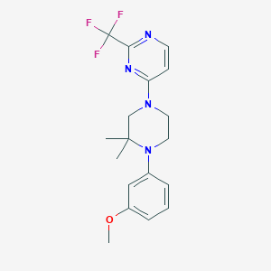 molecular formula C18H21F3N4O B5667850 4-[4-(3-methoxyphenyl)-3,3-dimethylpiperazin-1-yl]-2-(trifluoromethyl)pyrimidine 