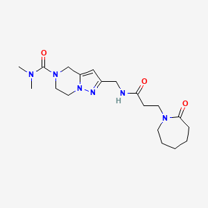 molecular formula C19H30N6O3 B5667852 N,N-dimethyl-2-({[3-(2-oxoazepan-1-yl)propanoyl]amino}methyl)-6,7-dihydropyrazolo[1,5-a]pyrazine-5(4H)-carboxamide 
