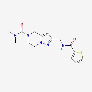 molecular formula C15H19N5O2S B5667861 N,N-dimethyl-2-{[(2-thienylcarbonyl)amino]methyl}-6,7-dihydropyrazolo[1,5-a]pyrazine-5(4H)-carboxamide 