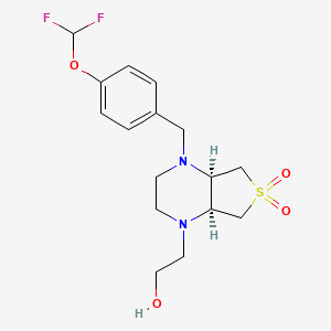 molecular formula C16H22F2N2O4S B5667865 2-[(4aR*,7aS*)-4-[4-(difluoromethoxy)benzyl]-6,6-dioxidohexahydrothieno[3,4-b]pyrazin-1(2H)-yl]ethanol 