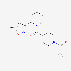 molecular formula C19H27N3O3 B5667867 1-{[1-(cyclopropylcarbonyl)-4-piperidinyl]carbonyl}-2-(5-methyl-3-isoxazolyl)piperidine 