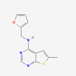 molecular formula C12H11N3OS B5667908 N-(2-furylmethyl)-6-methylthieno[2,3-d]pyrimidin-4-amine 