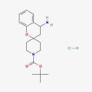 molecular formula C18H27ClN2O3 B566793 tert-Butyl 4-aminospiro[chroman-2,4'-piperidine]-1'-carboxylate hydrochloride CAS No. 1243481-60-8