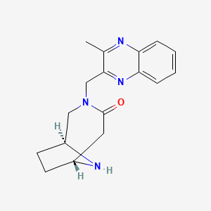 molecular formula C17H20N4O B5667931 rel-(1S,6R)-3-[(3-methyl-2-quinoxalinyl)methyl]-3,9-diazabicyclo[4.2.1]nonan-4-one hydrochloride 