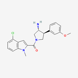 molecular formula C21H22ClN3O2 B5667960 (3R*,4S*)-1-[(4-chloro-1-methyl-1H-indol-2-yl)carbonyl]-4-(3-methoxyphenyl)pyrrolidin-3-amine 