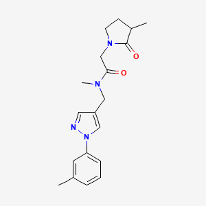 molecular formula C19H24N4O2 B5667965 N-methyl-2-(3-methyl-2-oxopyrrolidin-1-yl)-N-{[1-(3-methylphenyl)-1H-pyrazol-4-yl]methyl}acetamide 