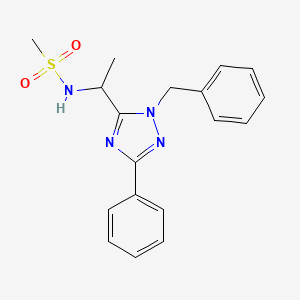 molecular formula C18H20N4O2S B5667999 N-[1-(1-benzyl-3-phenyl-1H-1,2,4-triazol-5-yl)ethyl]methanesulfonamide 