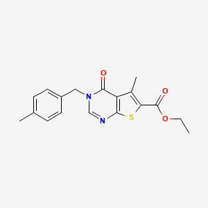 molecular formula C18H18N2O3S B5668058 ethyl 5-methyl-3-(4-methylbenzyl)-4-oxo-3,4-dihydrothieno[2,3-d]pyrimidine-6-carboxylate 