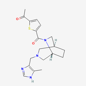 molecular formula C19H24N4O2S B5668079 1-[5-({(1S*,5R*)-3-[(4-methyl-1H-imidazol-5-yl)methyl]-3,6-diazabicyclo[3.2.2]non-6-yl}carbonyl)-2-thienyl]ethanone 