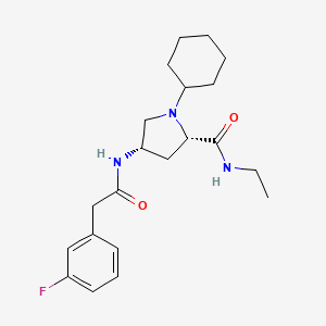 molecular formula C21H30FN3O2 B5668102 (4S)-1-cyclohexyl-N-ethyl-4-{[(3-fluorophenyl)acetyl]amino}-L-prolinamide 