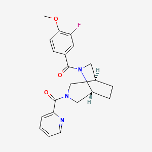 molecular formula C21H22FN3O3 B5668108 (1S*,5R*)-6-(3-fluoro-4-methoxybenzoyl)-3-(2-pyridinylcarbonyl)-3,6-diazabicyclo[3.2.2]nonane 