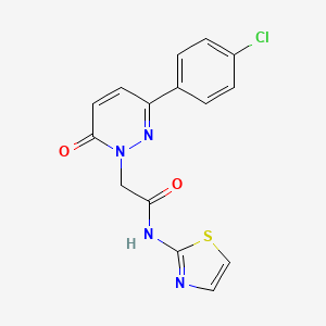 molecular formula C15H11ClN4O2S B5668151 2-[3-(4-chlorophenyl)-6-oxo-1(6H)-pyridazinyl]-N-1,3-thiazol-2-ylacetamide 