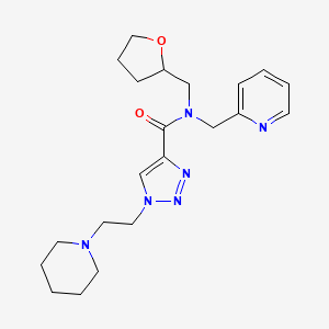 molecular formula C21H30N6O2 B5668195 1-[2-(1-piperidinyl)ethyl]-N-(2-pyridinylmethyl)-N-(tetrahydro-2-furanylmethyl)-1H-1,2,3-triazole-4-carboxamide 