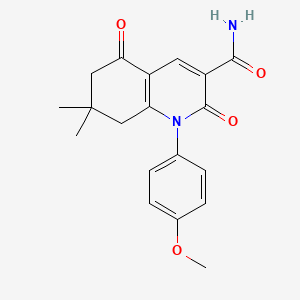 molecular formula C19H20N2O4 B5668216 1-(4-methoxyphenyl)-7,7-dimethyl-2,5-dioxo-1,2,5,6,7,8-hexahydro-3-quinolinecarboxamide 
