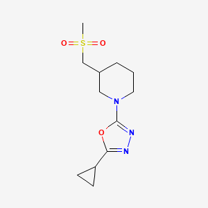 molecular formula C12H19N3O3S B5668239 1-(5-cyclopropyl-1,3,4-oxadiazol-2-yl)-3-[(methylsulfonyl)methyl]piperidine 