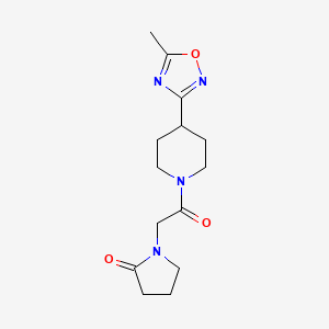 molecular formula C14H20N4O3 B5668244 1-{2-[4-(5-methyl-1,2,4-oxadiazol-3-yl)piperidin-1-yl]-2-oxoethyl}pyrrolidin-2-one 