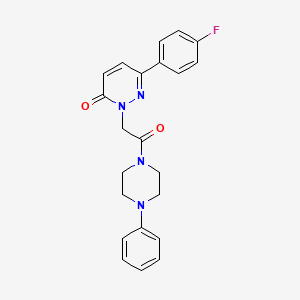 molecular formula C22H21FN4O2 B5668252 6-(4-fluorophenyl)-2-[2-oxo-2-(4-phenyl-1-piperazinyl)ethyl]-3(2H)-pyridazinone 
