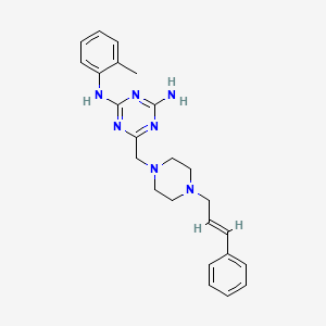 molecular formula C24H29N7 B5668294 N-(2-methylphenyl)-6-{[4-(3-phenyl-2-propen-1-yl)-1-piperazinyl]methyl}-1,3,5-triazine-2,4-diamine 