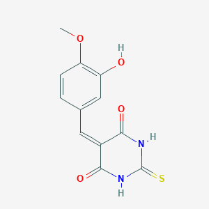 molecular formula C12H10N2O4S B5668333 5-(3-hydroxy-4-methoxybenzylidene)-2-thioxodihydro-4,6(1H,5H)-pyrimidinedione 