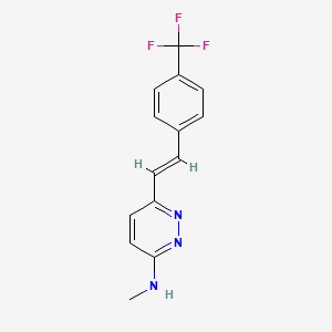 molecular formula C14H12F3N3 B5668345 N-methyl-6-{(E)-2-[4-(trifluoromethyl)phenyl]vinyl}pyridazin-3-amine 