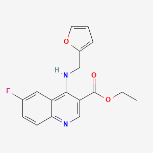 molecular formula C17H15FN2O3 B5668352 ethyl 6-fluoro-4-[(2-furylmethyl)amino]-3-quinolinecarboxylate 