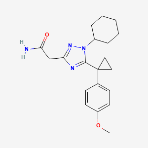 molecular formula C20H26N4O2 B5668389 2-{1-cyclohexyl-5-[1-(4-methoxyphenyl)cyclopropyl]-1H-1,2,4-triazol-3-yl}acetamide 