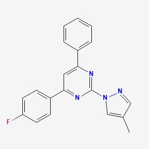 molecular formula C20H15FN4 B5668404 4-(4-fluorophenyl)-2-(4-methyl-1H-pyrazol-1-yl)-6-phenylpyrimidine 