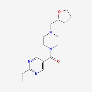 molecular formula C16H24N4O2 B5668477 2-ethyl-5-{[4-(tetrahydro-2-furanylmethyl)-1-piperazinyl]carbonyl}pyrimidine 