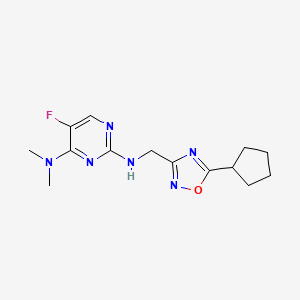 molecular formula C14H19FN6O B5668484 N~2~-[(5-cyclopentyl-1,2,4-oxadiazol-3-yl)methyl]-5-fluoro-N~4~,N~4~-dimethylpyrimidine-2,4-diamine 