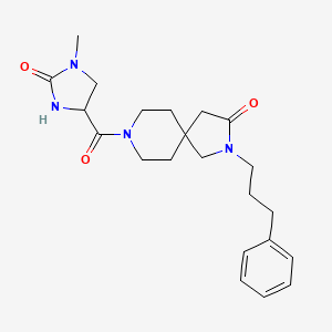 molecular formula C22H30N4O3 B5668490 8-[(1-methyl-2-oxoimidazolidin-4-yl)carbonyl]-2-(3-phenylpropyl)-2,8-diazaspiro[4.5]decan-3-one 