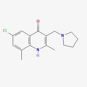 6-chloro-2,8-dimethyl-3-(1-pyrrolidinylmethyl)-4-quinolinol