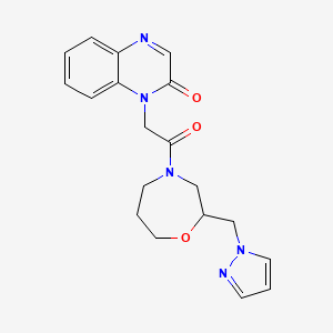 molecular formula C19H21N5O3 B5668509 1-{2-oxo-2-[2-(1H-pyrazol-1-ylmethyl)-1,4-oxazepan-4-yl]ethyl}quinoxalin-2(1H)-one 