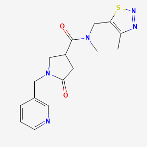 molecular formula C16H19N5O2S B5668524 N-methyl-N-[(4-methyl-1,2,3-thiadiazol-5-yl)methyl]-5-oxo-1-(3-pyridinylmethyl)-3-pyrrolidinecarboxamide 